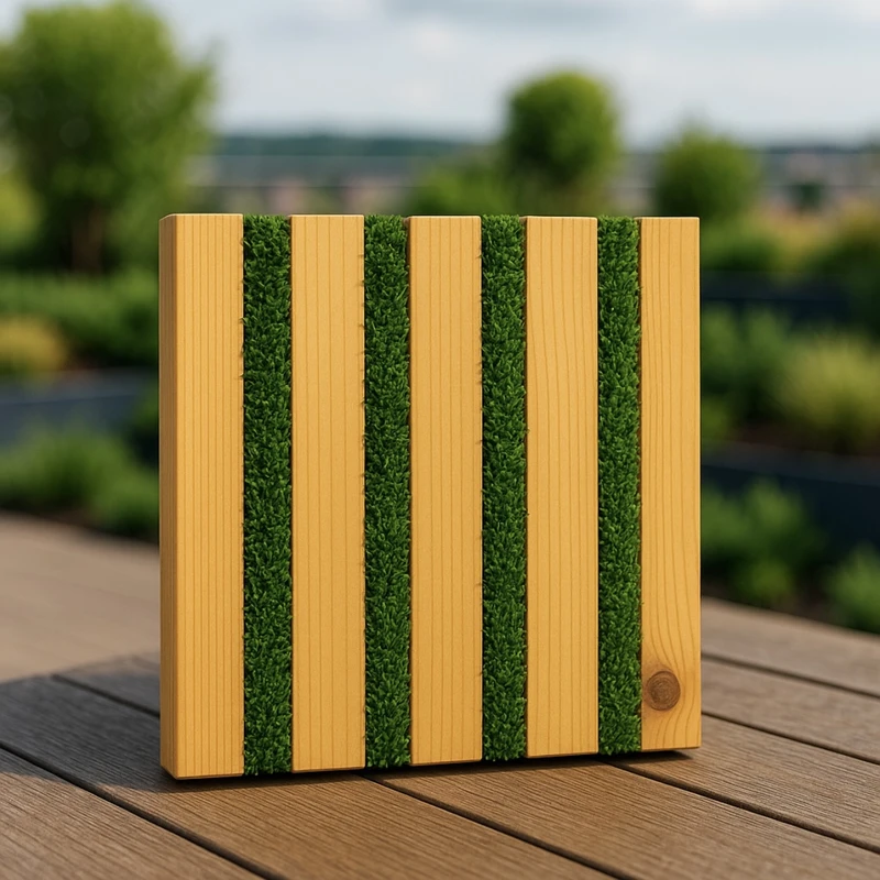 عکس شماره 4 : کفپوش مدل تایل چوب و چمن مصنوعی