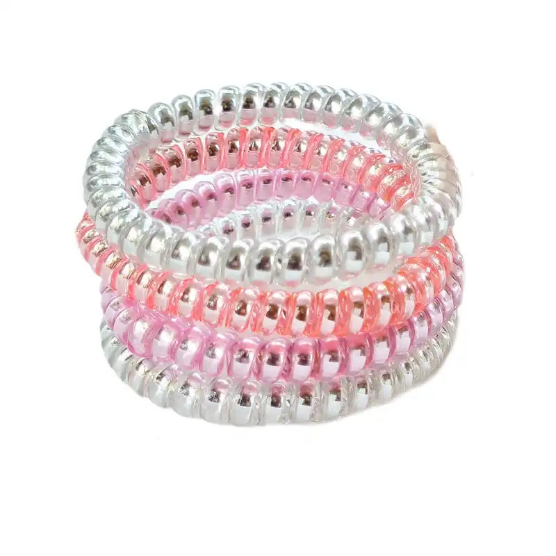 کش مو دخترانه مدل سیم تلفنی شاین دارکد 563 بسته 4 عددی