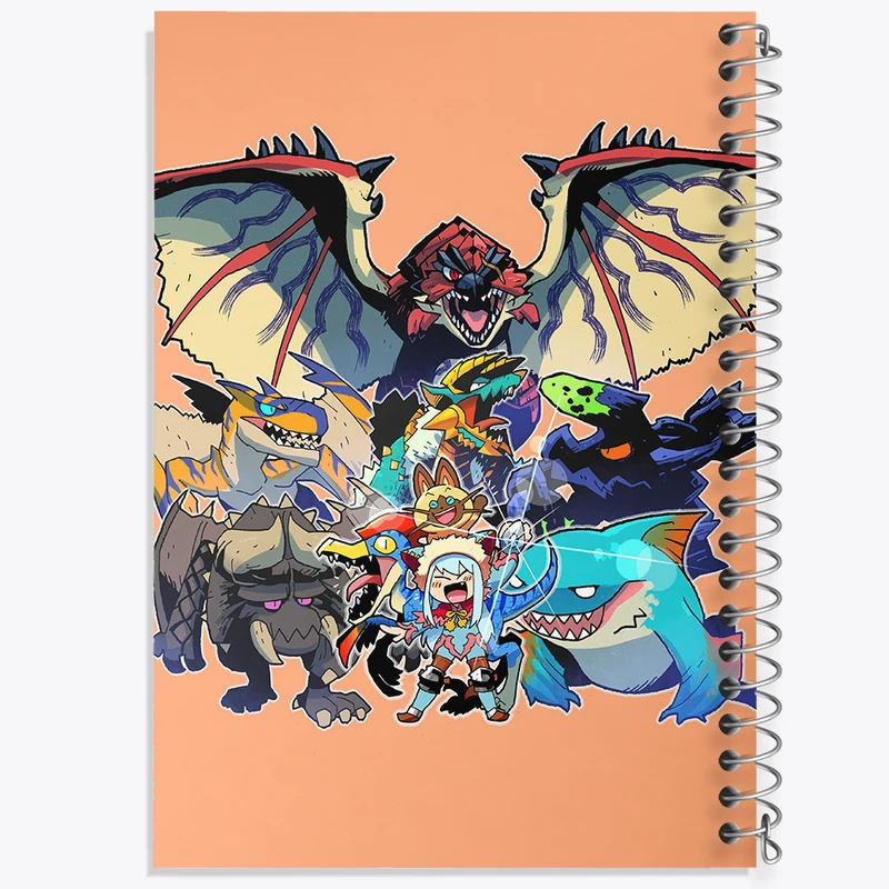 دفتر ژورنال نویسی 50 برگ خندالو مدل نقطه ای طرح بازی شکارچی هیولا (Monster Hunter) کد 33231