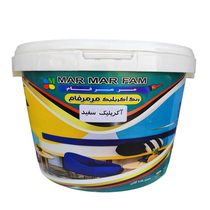 رنگ اکریلیک سفید مات نمای بیرون  مرمرفام کد 304 وزن 10 کیلوگرم