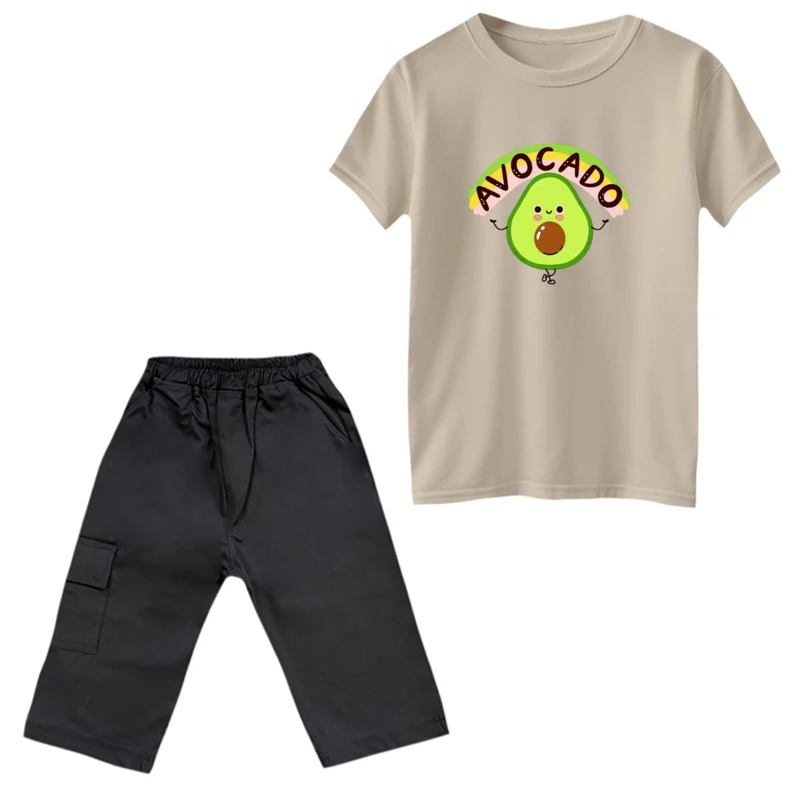 ست تی‌شرت و شلوارک دخترانه مدل آووکادو تپل