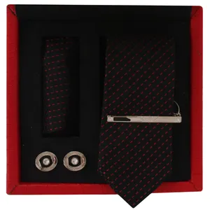 ست کراوات و دستمال جیب و گیره کراوات و دکمه سردست مردانه مدل PJ-107780