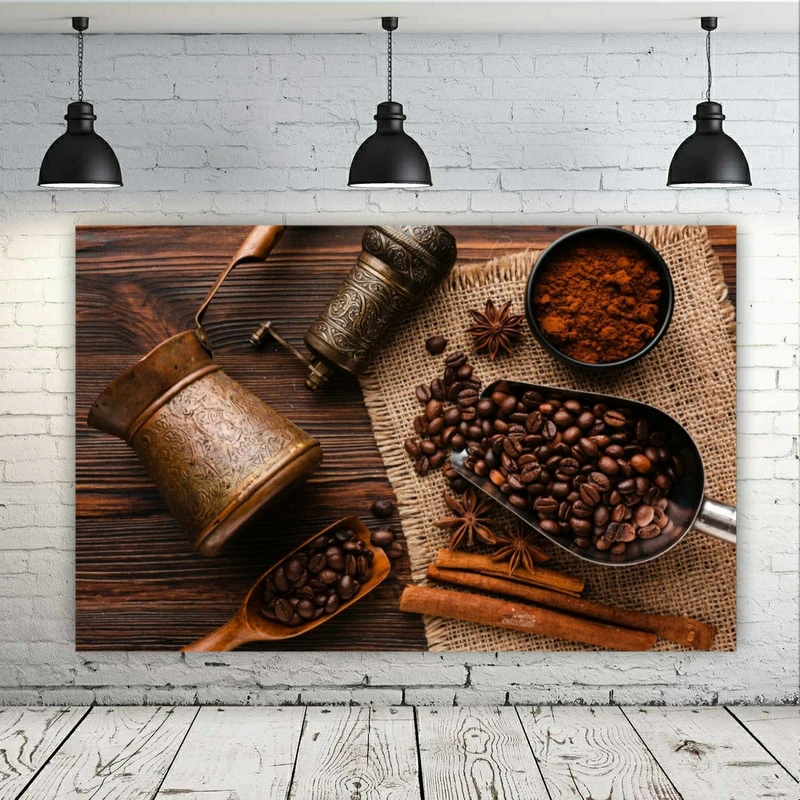 پوستر پارچه ای طرح قهوه و آسیاب قهوه مدل SDP1011