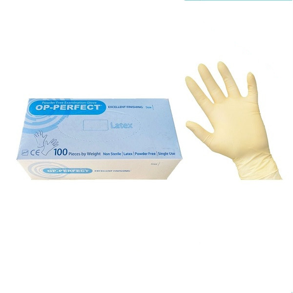 دستکش لاتکس اوپی پرفکت مدل 02M سایز مدیوم بسته 100 عددی