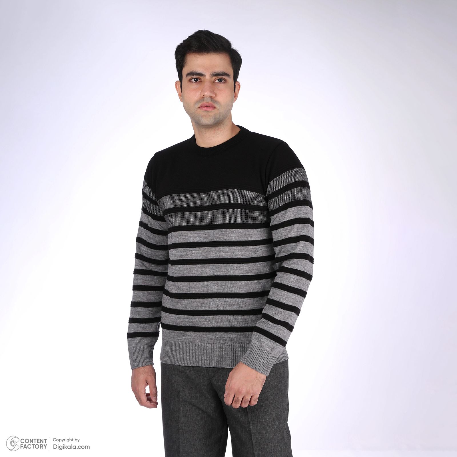 پلیور مردانه تریکو پاییزان مدل H700 یقه گرد رنگ طوسی -  - 2
