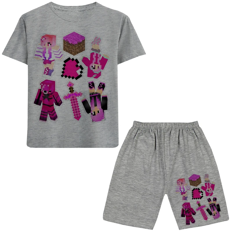 ست تی شرت و شلوارک پسرانه مدل ماینکرفت W56