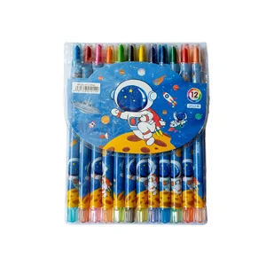 پاستل 12 رنگ مدل پیچی طرح فضانورد