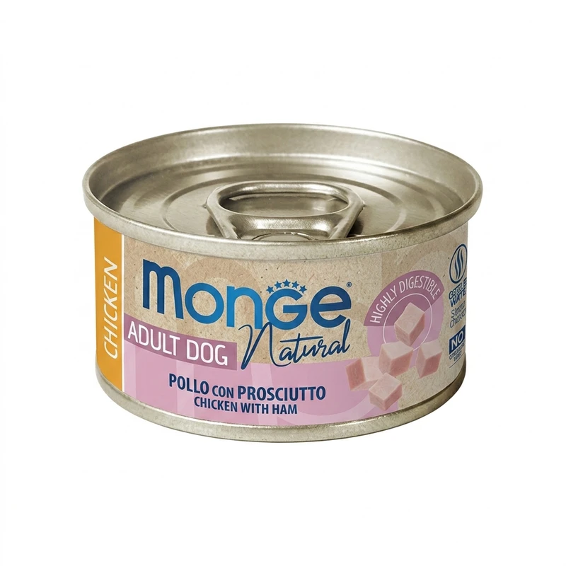 کنسرو غذای سگ مونژه مدل Monge Natural طعم مرغ و ژامبون وزن 95 گرم