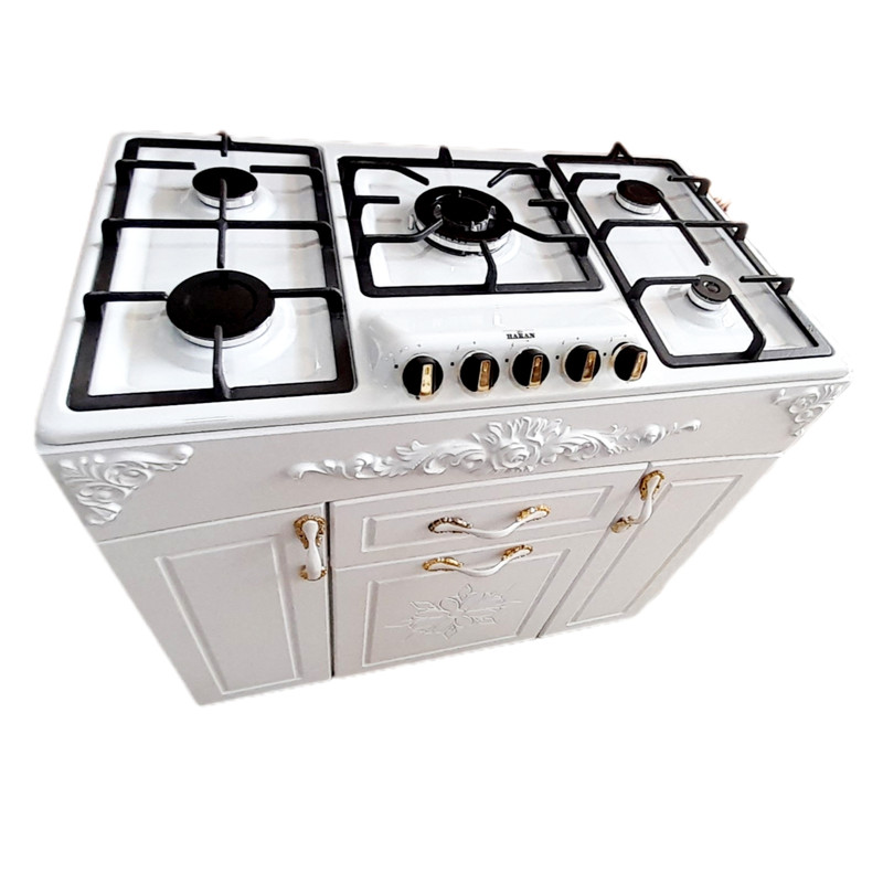 اجاق گاز 5 شعله هاکان مدل چهار درب صفحه لعابی اپکسی کوهان دار