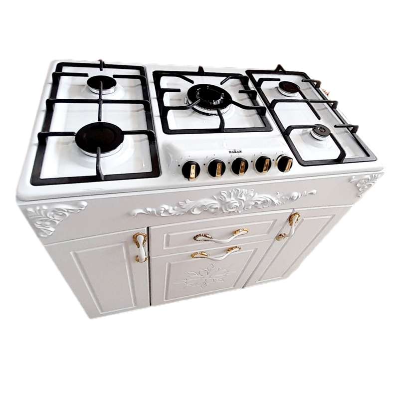 اجاق گاز 5 شعله هاکان مدل چهار درب صفحه لعابی اپکسی کوهان دار باترموکوپل