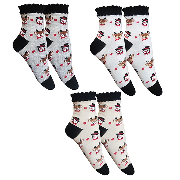 جوراب ساق بلند دخترانه تن پوش هنگامه مدل کش اسپرت کنگره ای کریسمس بسته 3 عددی