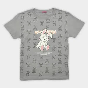 تی شرت آستین کوتاه زنانه مدل لاویز رنگ طوسی