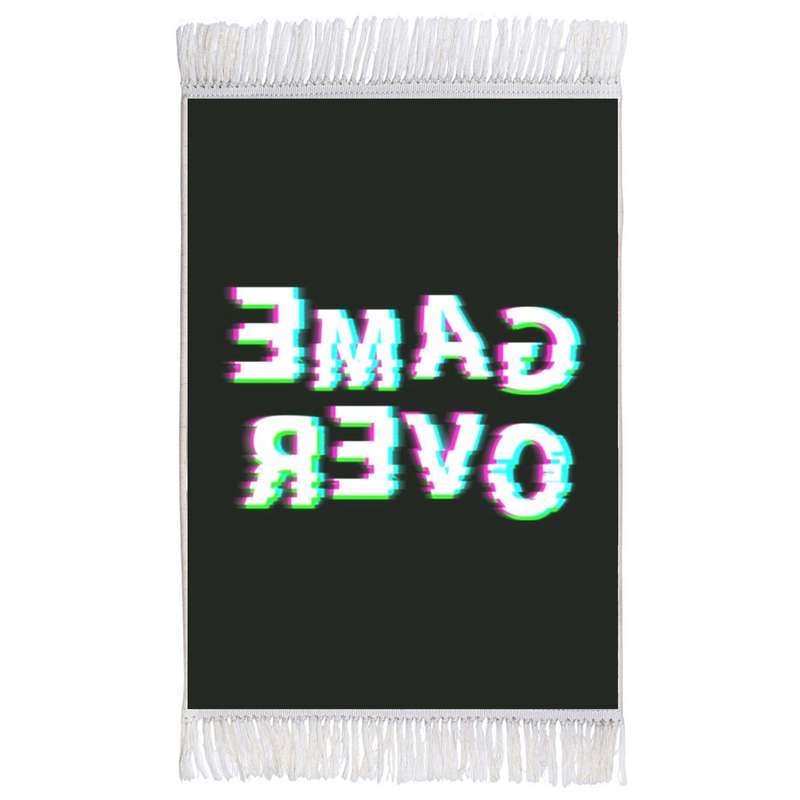 فرش ماشینی دیوارکوب اطلس آبی طرح Game Over مدل T1402