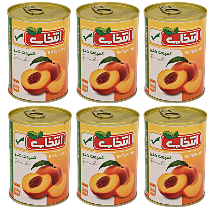 کمپوت هلو انتخاب - 380 گرم بسته 6 عددی