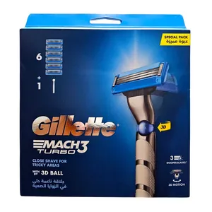 خود تراش ژیلت مدل Mach3 Turbo 3D به همراه تیغ یدک بسته 5 عددی