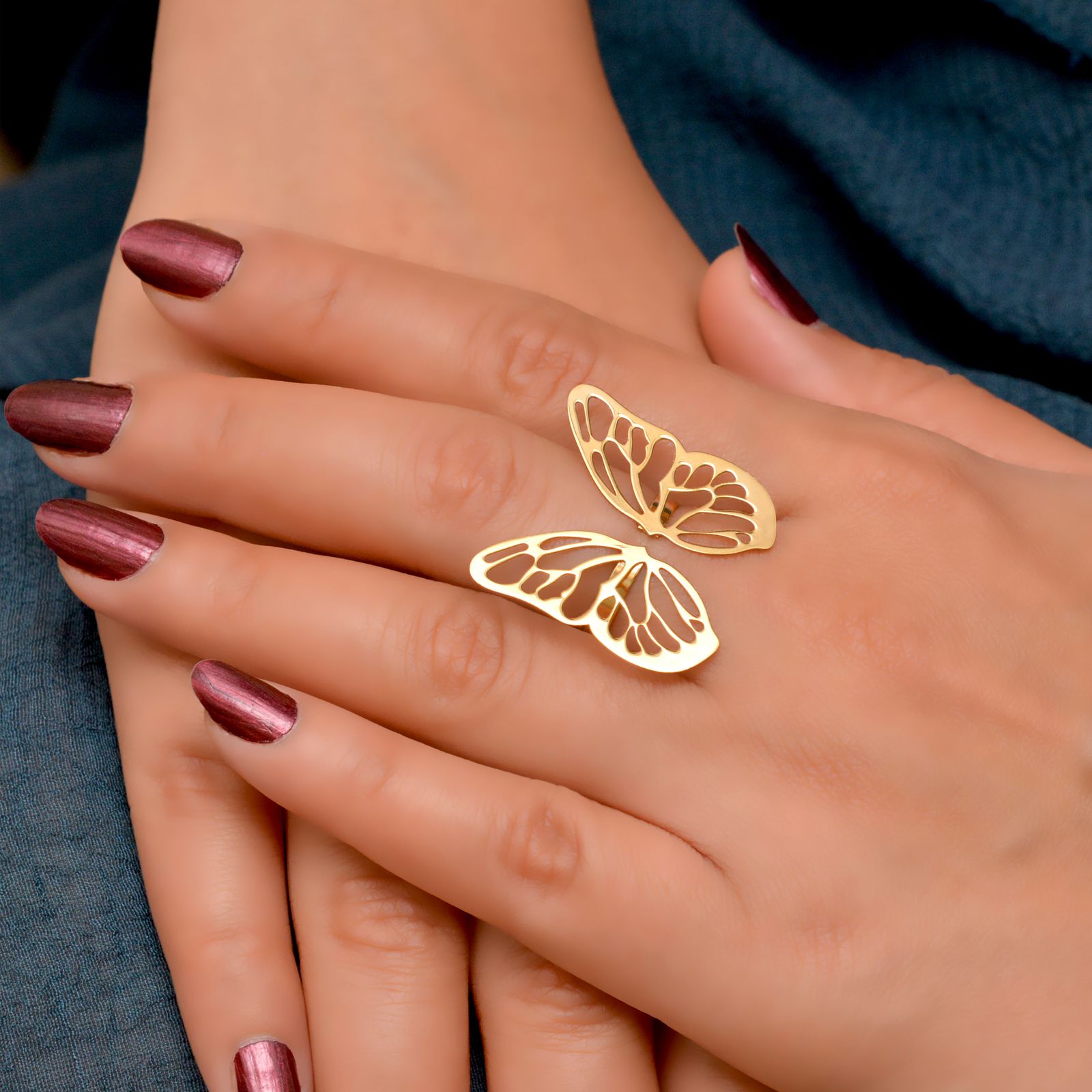 انگشتر طلا 18 عیار زنانه طلای مستجابی مدل پروانه کد 67019 -  - 2