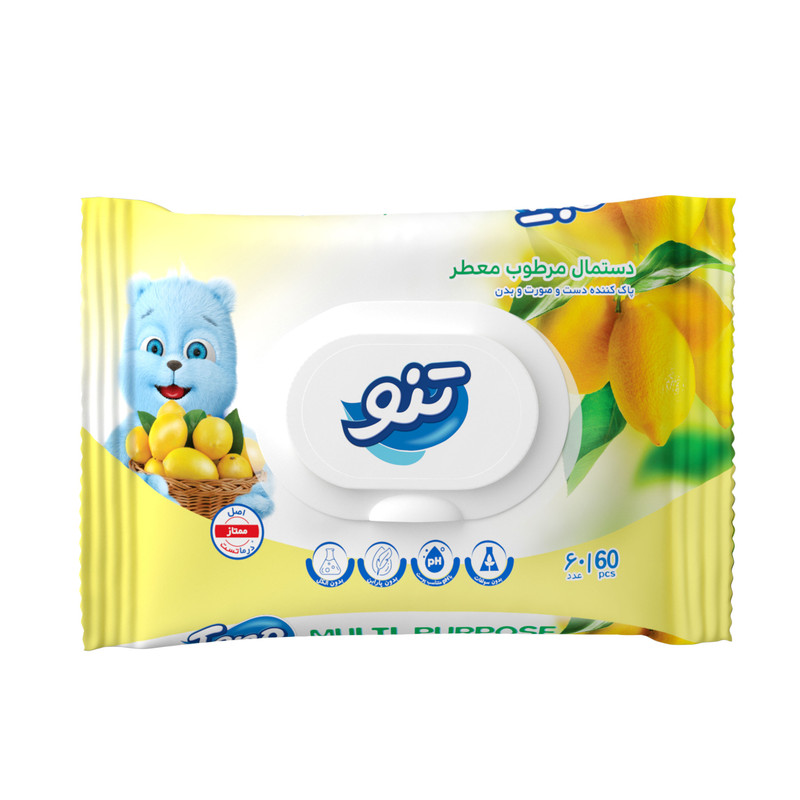 دستمال مرطوب تنو مدل Lemon بسته 2 عددی