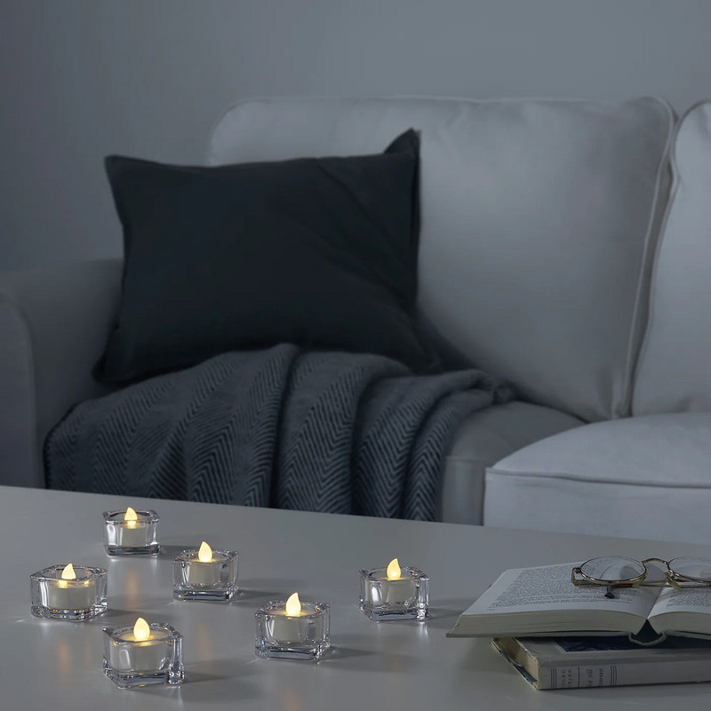 شمع ال ای دی ایکیا مدل godafton بسته 6 عددی به همراه باتری