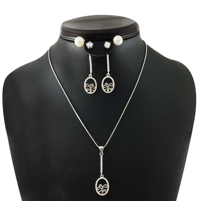 نیم ست نقره زنانه مدل تایلندی کد NG1846