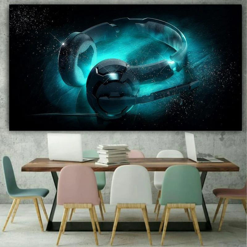  پوستر دیواری طرح هنری هدفون گرافیکی مدل ZB122