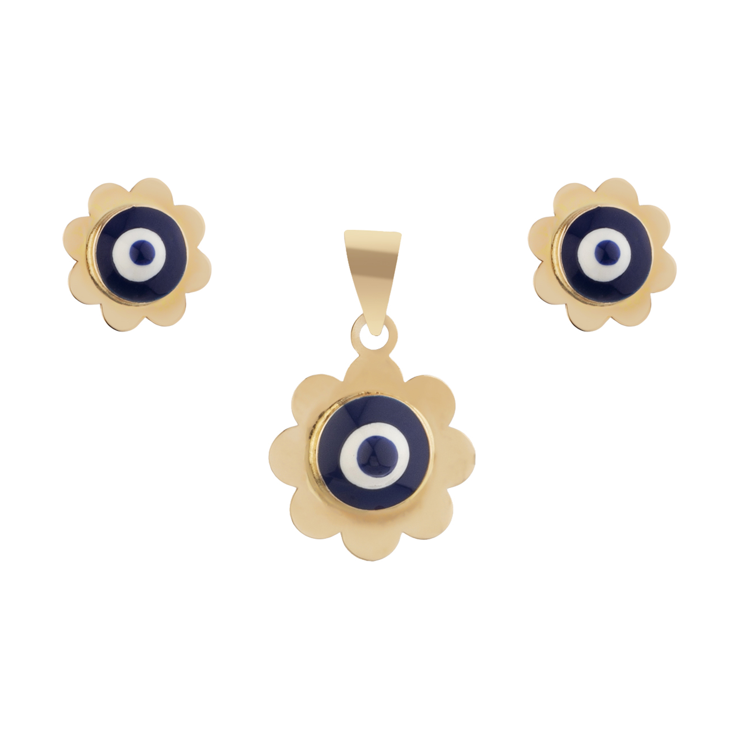 نیم ست طلا 18 عیار دخترانه مایا ماهک مدل MS0599 طرح چشم نظر - - 1