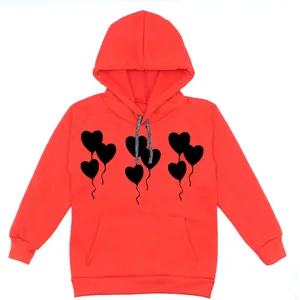 هودی دخترانه مدل قلب بادکنکی A95 رنگ قرمز