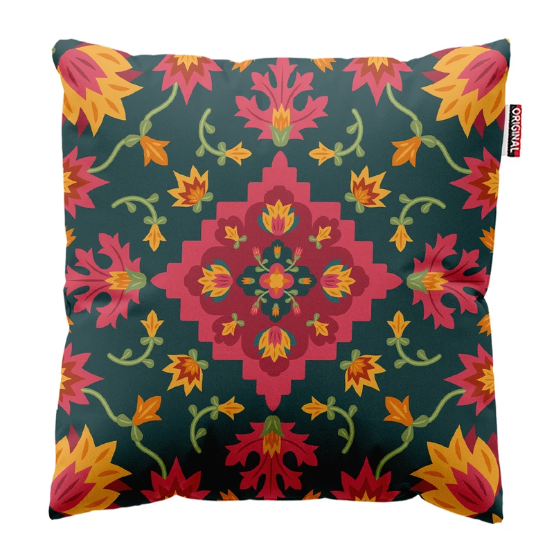 کوسن پاد آفرین مدل سنتی طرح گلیم فرش کد PK302073 سایز 30*30 سانتی متر