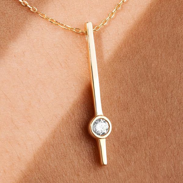 گردنبند طلا 18 عیار زنانه ماوی گالری مدل خط و نگین - - 3