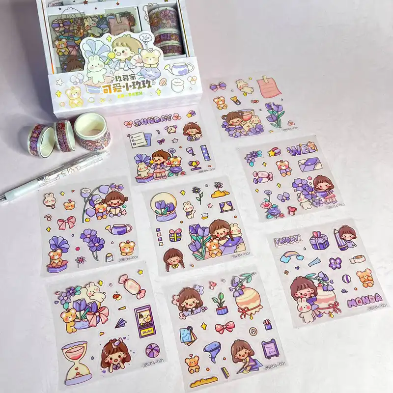 بسته لوازم تحریر مدل دختر و خرگوش مجموعه 12 عددی