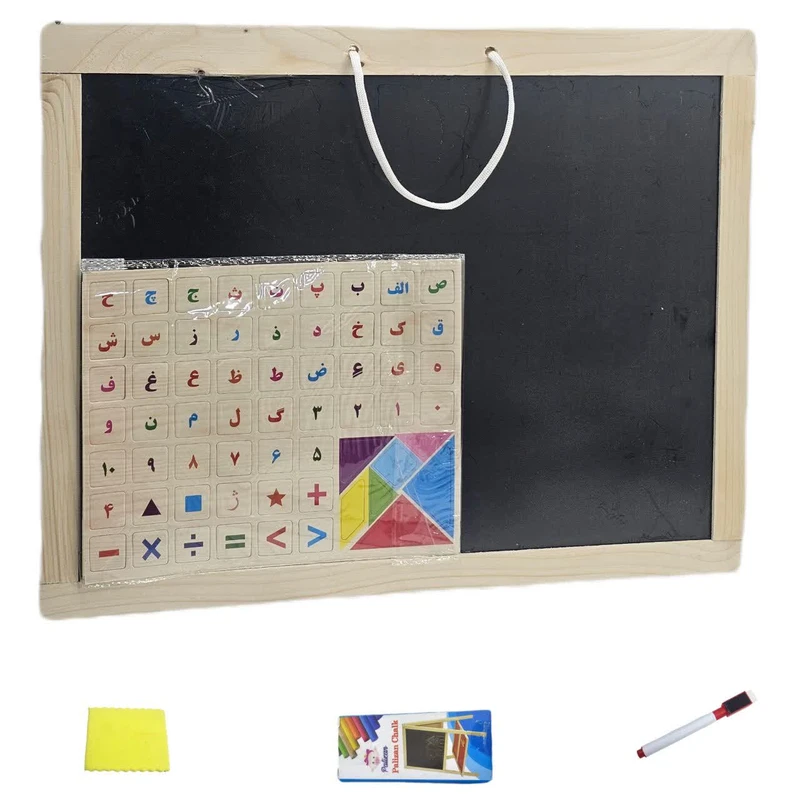 بازی آموزشی الفبای فارسی ناب سل مدل تخته گچی و وایت برد دورو دیواری کد  DOUBLE SIDED CHALK BOARD AND WHITE BOARD