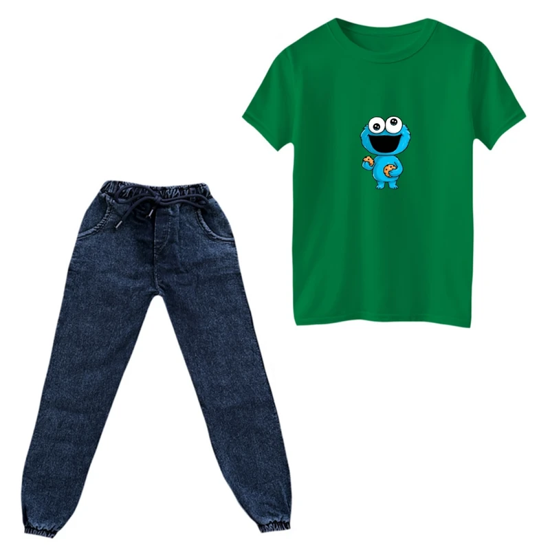 ست تی‌شرت و شلوار پسرانه مدل هیولا کد 01