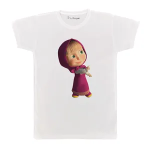 تی شرت آستین کوتاه بچگانه پرمانه طرح ماشا و میشا کد pmt.6850