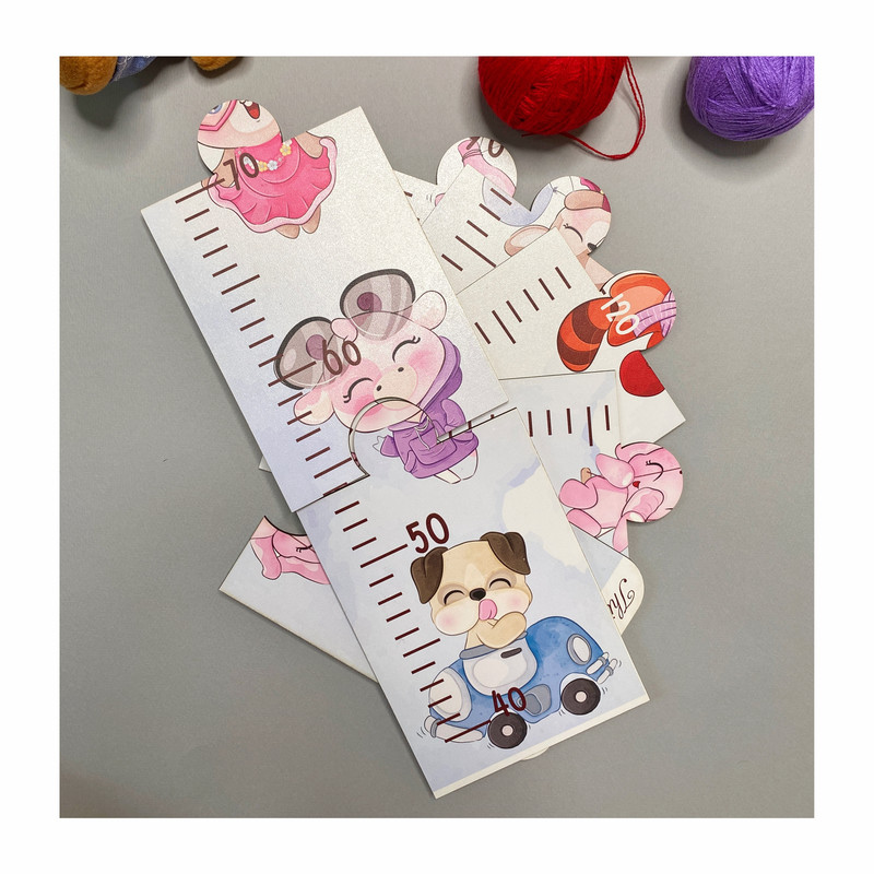 متر اندازه گیری کودک مدل چوبی طرح حیوانات