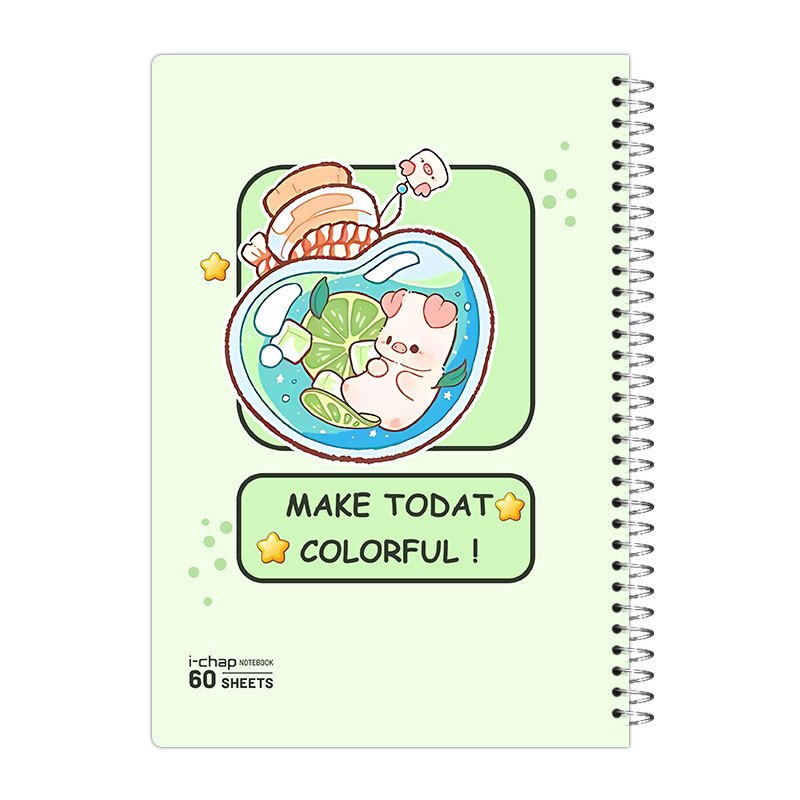 دفتر مشق 60 برگ آی چاپ مدل پاستیلی کیوت کد 380