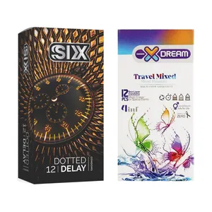  کاندوم سیکس مدل Dotted Delay بسته 12 عددی به همراه کاندوم ایکس دریم مدل Travel Mixed بسته 12 عددی