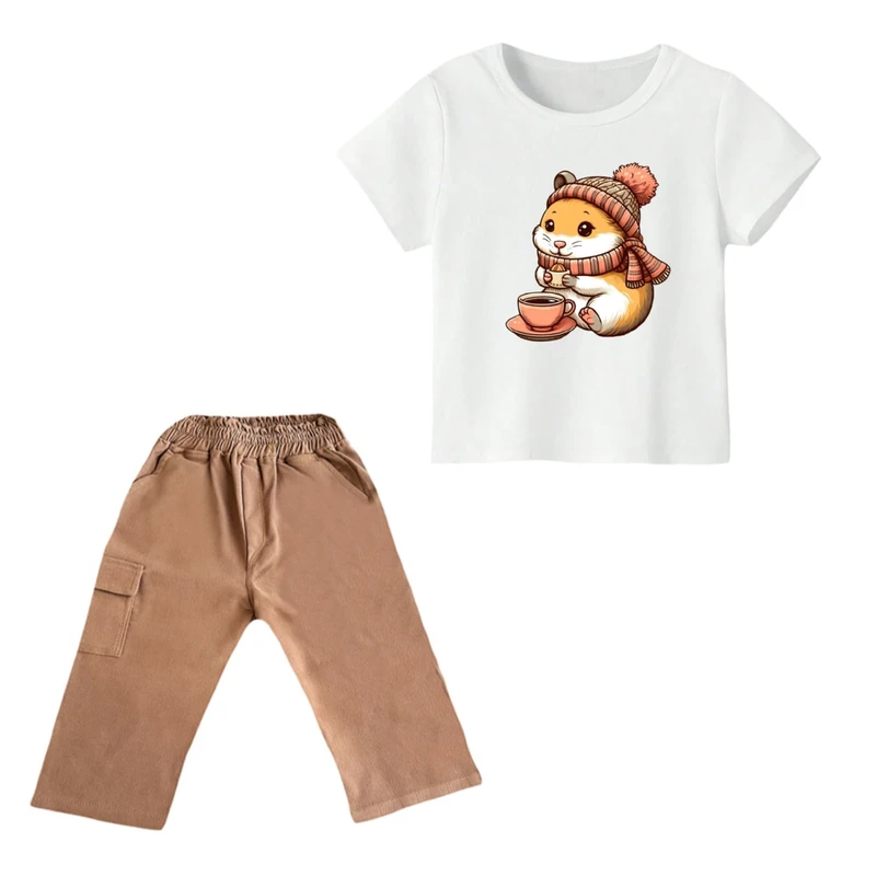 ست تی شرت و شلوارک پسرانه مدل سنجاب کد ۳