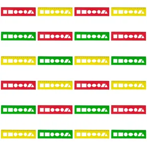 خط‌کش 20 سانتی‌متری مدل ژله ای شابلون دار بسته 24 عددی