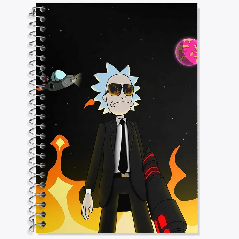 دفتر زبان 50 برگ خندالو مدل دو خط طرح انیمیشن ریک و مورتی Rick and Mort کد 26588