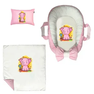 سرویس خواب سه تکه نوزاد ناریکو مدل گارد محافظ دار طرح بچه فیل کد 0490