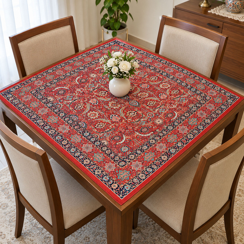 رومیزی مخمل مدل یزدی کد M.O.R_100 سایز 100×100 سانتی متر