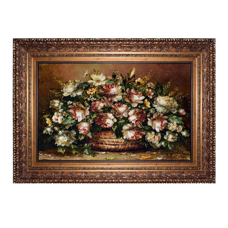 تابلو فرش دستباف مدل گل و گلدان بافت تبریز کد 1660