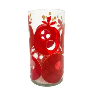 گلدان دکوری مدل استوانه ای طرح انار کد 004