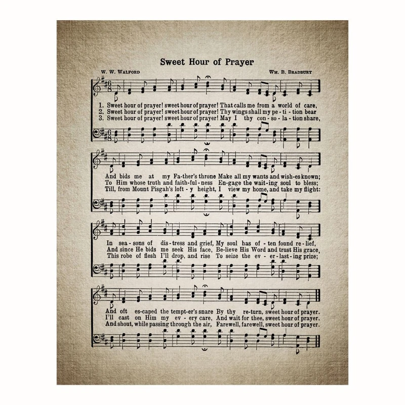 پوستر طرح نت موسیقی مدل ساعت شیرین دعا  Sweet Hour of Prayer