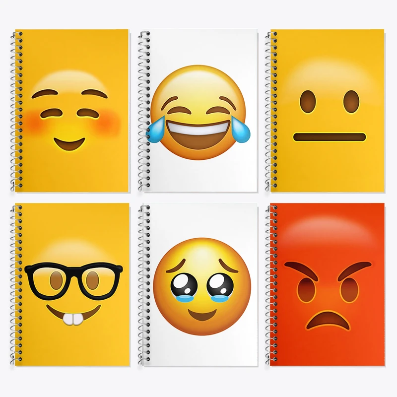 دفتر زبان 50 برگ خندالو مدل دو خط طرح ایموجی (Emoji) کد 320 مجموعه 6 عددی