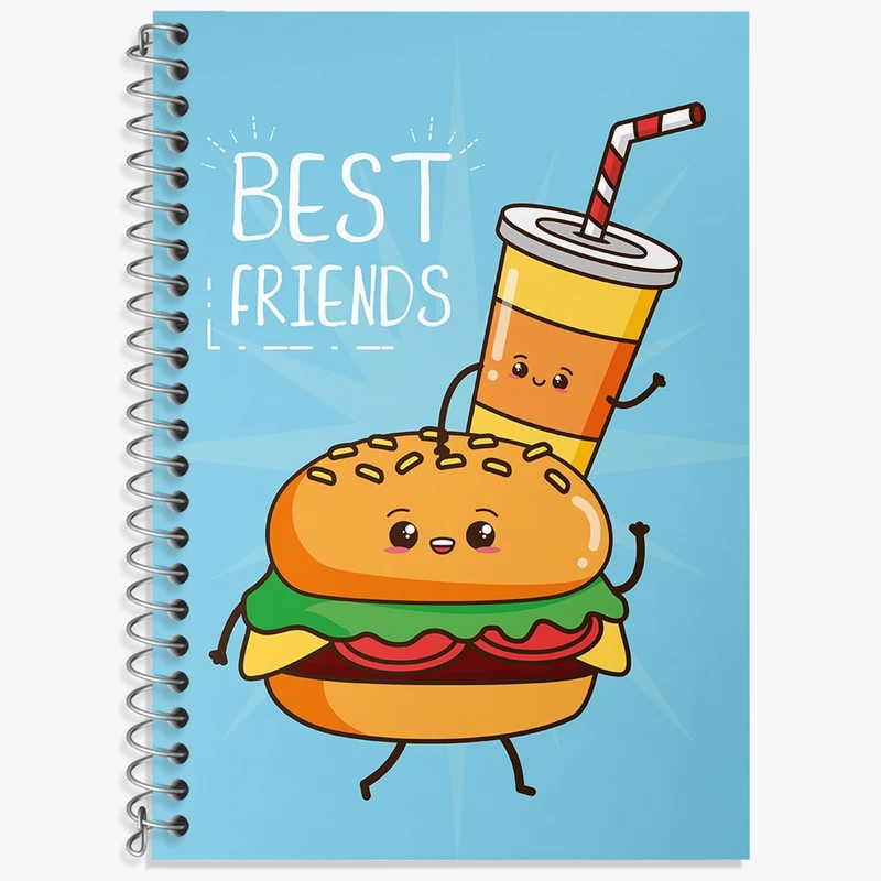 دفتر زبان 50 برگ خندالو مدل دو خط طرح فست فود (Fast Food) کد 36557