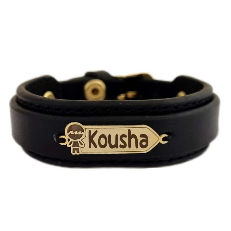 دستبند طلا 18 عیار بچگانه لیردا مدل اسم کوشا KDK