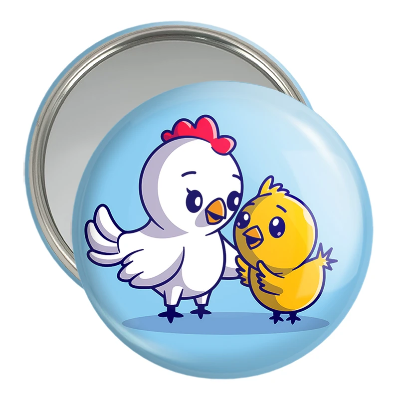 آینه جیبی خندالو مدل حیوانات بامزه مرغ و جوجه کد 29652