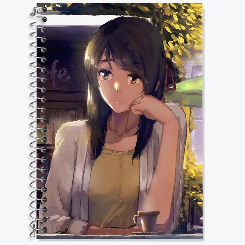 دفتر زبان 50 برگ خندالو مدل سه خط طرح میتسویا میامیزو انیمه یورنیم Your Name کد 16274