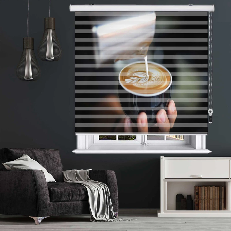 پرده زبرا زیو طرح قهوه سایز 150x150 سانتی متر