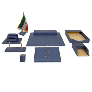 ست لوازم اداری رومیزی مدل LeathBL مجموعه 8 عددی